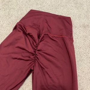 Burgundy Scrunch Booty Leggings